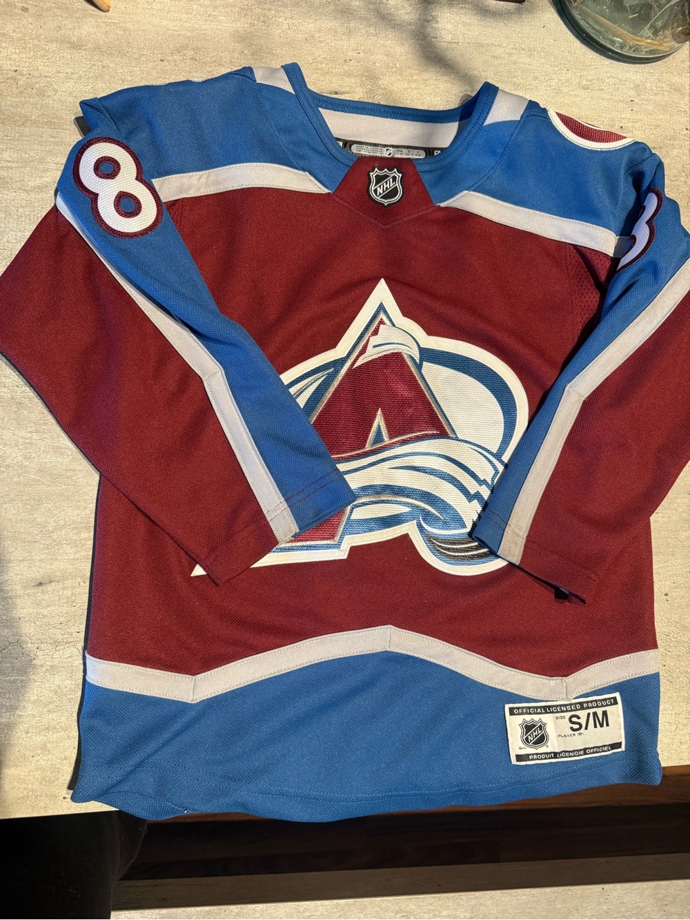 Colorado Avalanche Kids' Burgundy and Blue Hockey Jersey - S/M